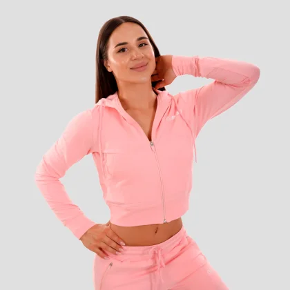 GymBeam Damska bluza z kapturem na zamek TRN pink