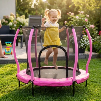 Mała trampolina dla dzieci Meteor TRP-70 140 cm różowy