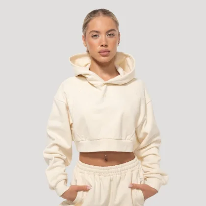 GymBeam Damska bluza Cropped Mochi Cream