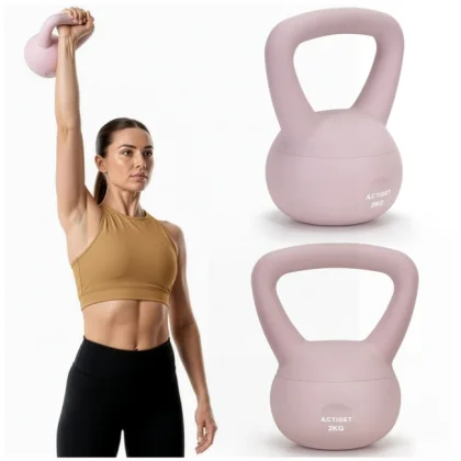 Kettlebell miękki 4kg kula odważnik hantla ciężar do ćwiczeń fitness, jasnoróżowy