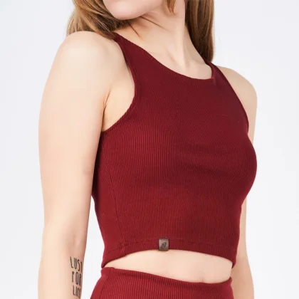 Top bawełniany damski bordowy HOMY - XL