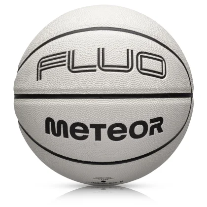 Piłka do koszykówki Meteor Fluo biały/neonowy niebieski 7