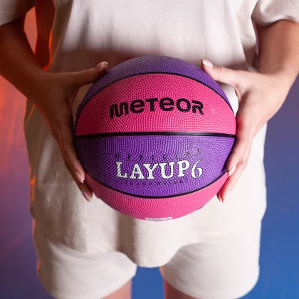 Piłka do koszykówki Meteor Layup 6 różowy/fioletowy