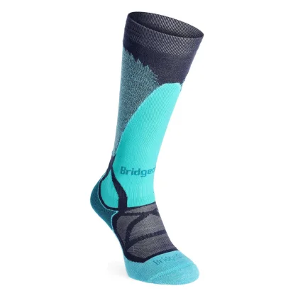 Skarpety narciarskie damskie Bridgedale Ski Mid Merino E Pattern - dark denim/aqua