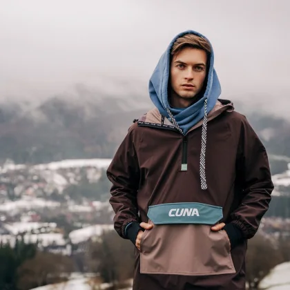 Kurtka męska anorak z kapturem brązowa Foggy Earth - LARGE
