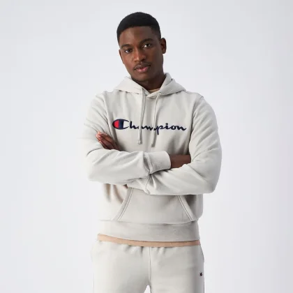 Champion Big Logo Fleece Hoodie Grey
