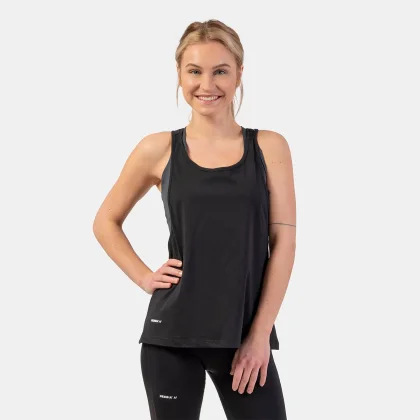 Damski Tank Top Loose Cross Back Black - NEBBIA