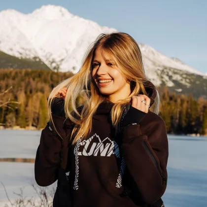 Bluza snowboardowa damska z kapturem ciemna czekolada MistralPRO - LARGE
