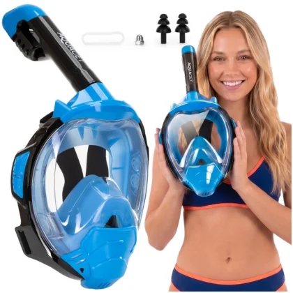 Maska z rurką do nurkowania, snorkelingu L/XL pełnotwarzowa, AntiFog, uchwyt na kamerę