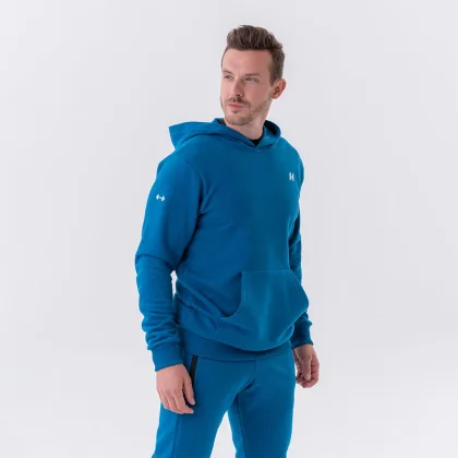 NEBBIA Męska bluza z kapturem Pouch Pocket Blue