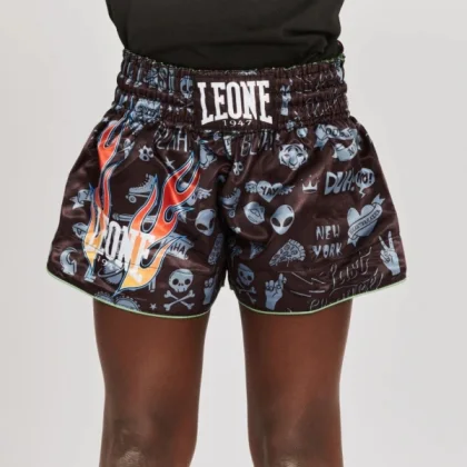 Spodenki kickboxing Leone Flames czarne