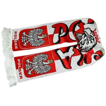 Szalik kibica Polska biało-czerwone litery z orłem