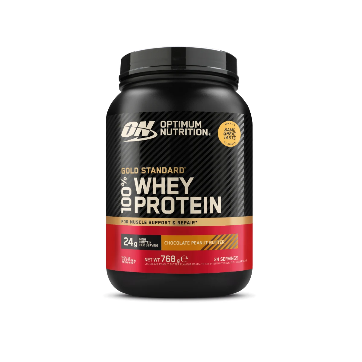Optimum Nutrition Białko Whey Gold Standard 100% - Smak: Czekoladowe masło orzechowe | Waga: 0,768 g | Opakowanie: 768 g · záber 1