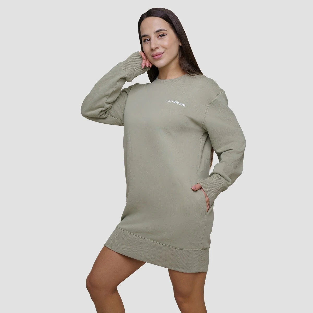 GymBeam Women‘s Agile Longline Jumper Sage - Rozmiar: XS | Kolor: Zielony | Waga: 0,582 g · záber 4
