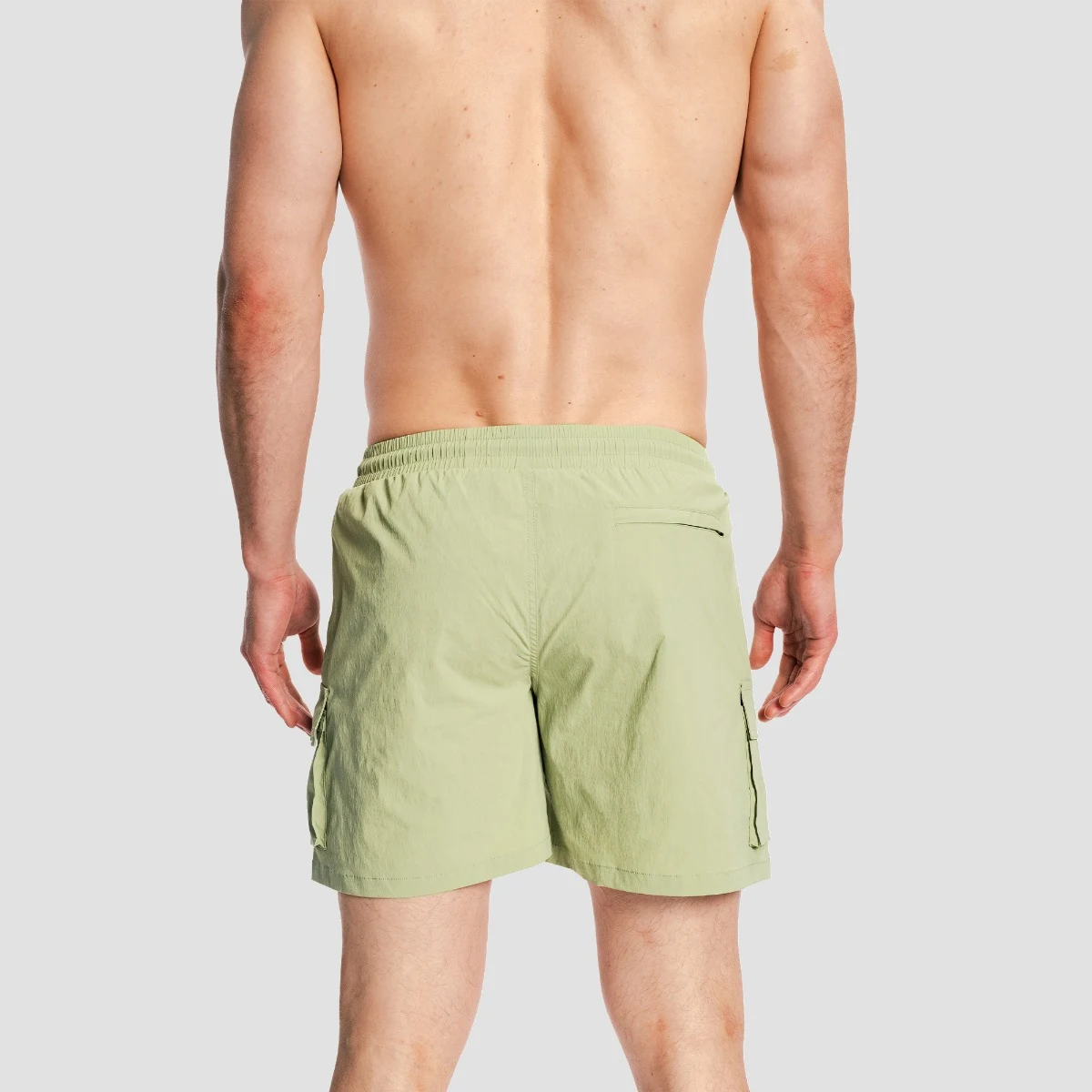 GymBeam Men‘s Swim Cargo Shorts Olive - Rozmiar: XXL | Kolor: Zielony | Waga: 0,197 g · záber 5