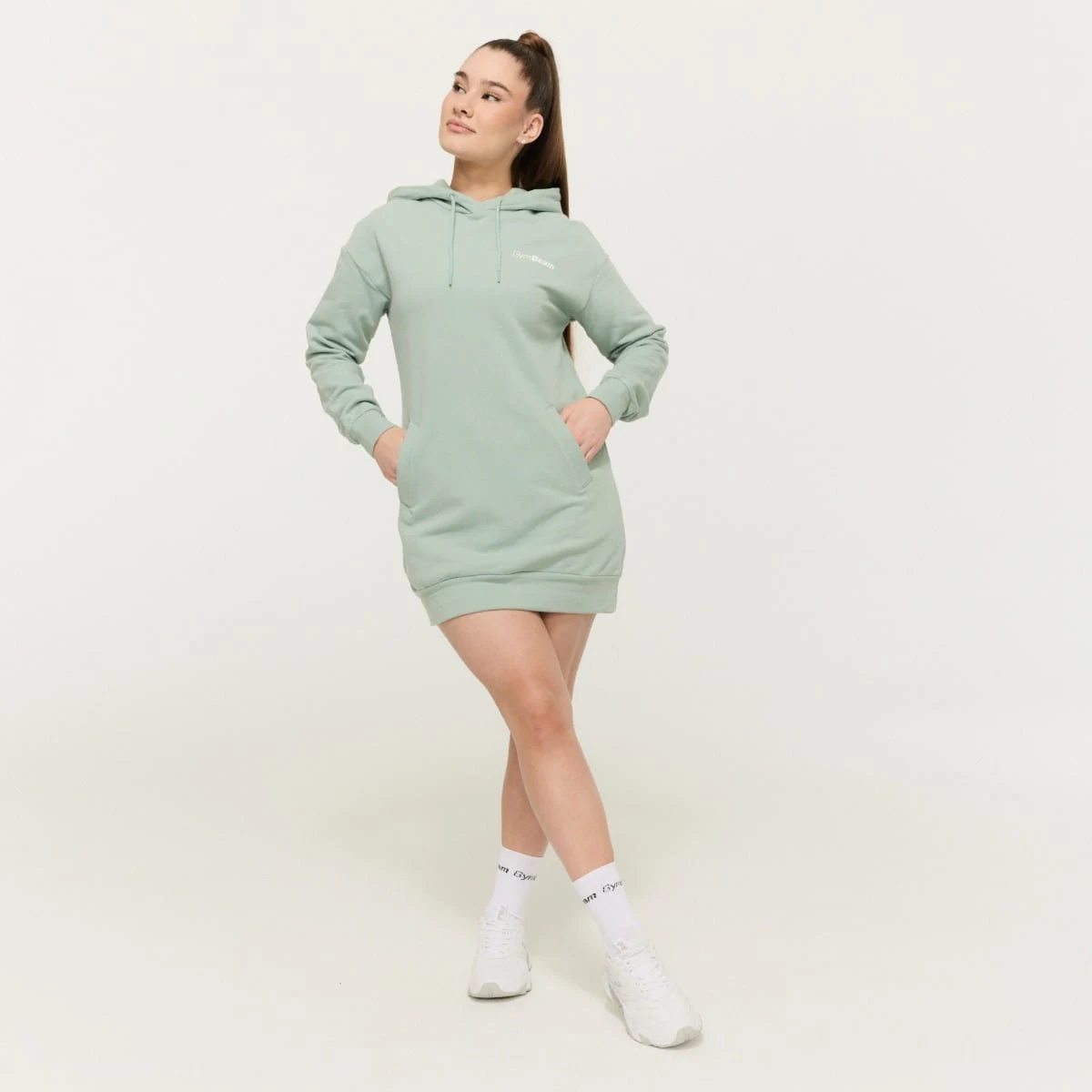GymBeam Women‘s Limitless Longline Hoodie Eucalypt - Rozmiar: XL | Pohlavie: Damskie | Vek: Dorośli | Waga: 0,78 g | Opakowanie: 26 · záber 5