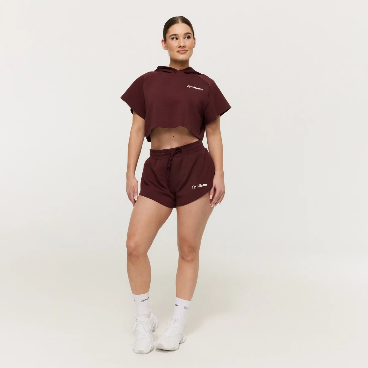 GymBeam Women‘s Relay Cropped Hoodie Fig - Rozmiar: S | Kolor: Czerwony | Waga: 0,3345 g | Opakowanie: 55 · záber 5