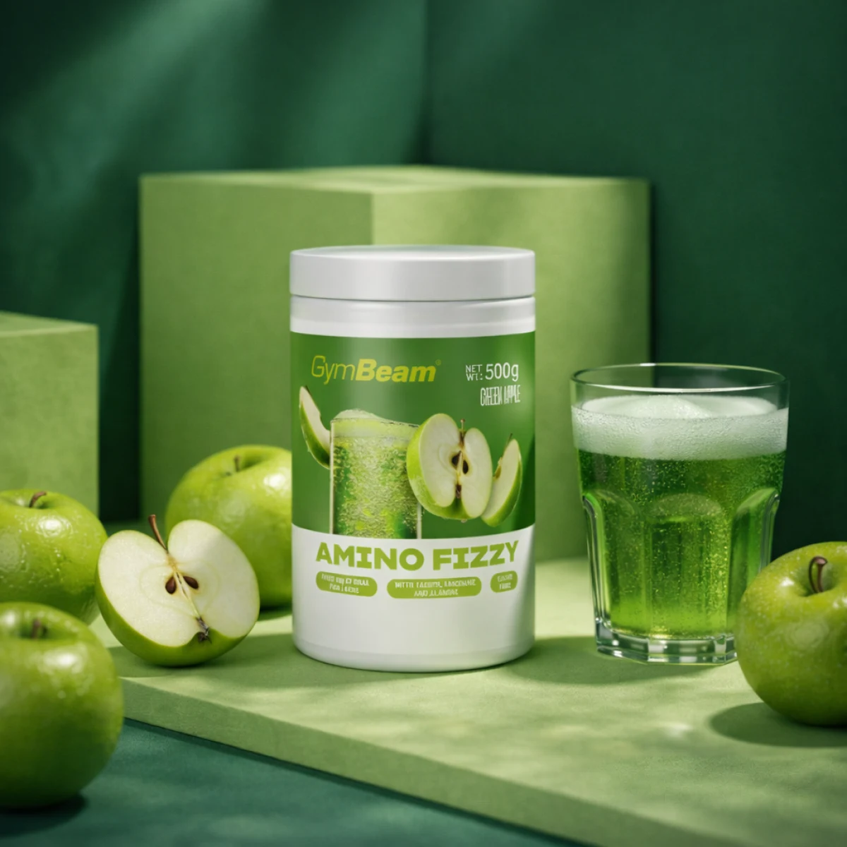 GymBeam Amino Fizzy - Smak: Zielone jabłko | Waga: 0,5 g | Opakowanie: 500 g · záber 2