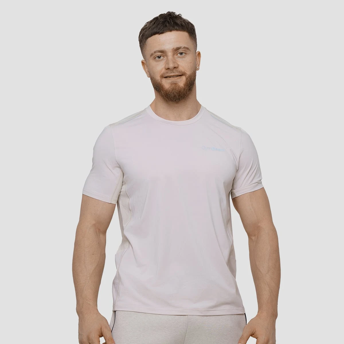 GymBeam Men‘s Agile Sports T-shirt Desert - Rozmiar: XL | Kolor: Béžová | Waga: 0,17 g | Opakowanie: 50 · záber 1