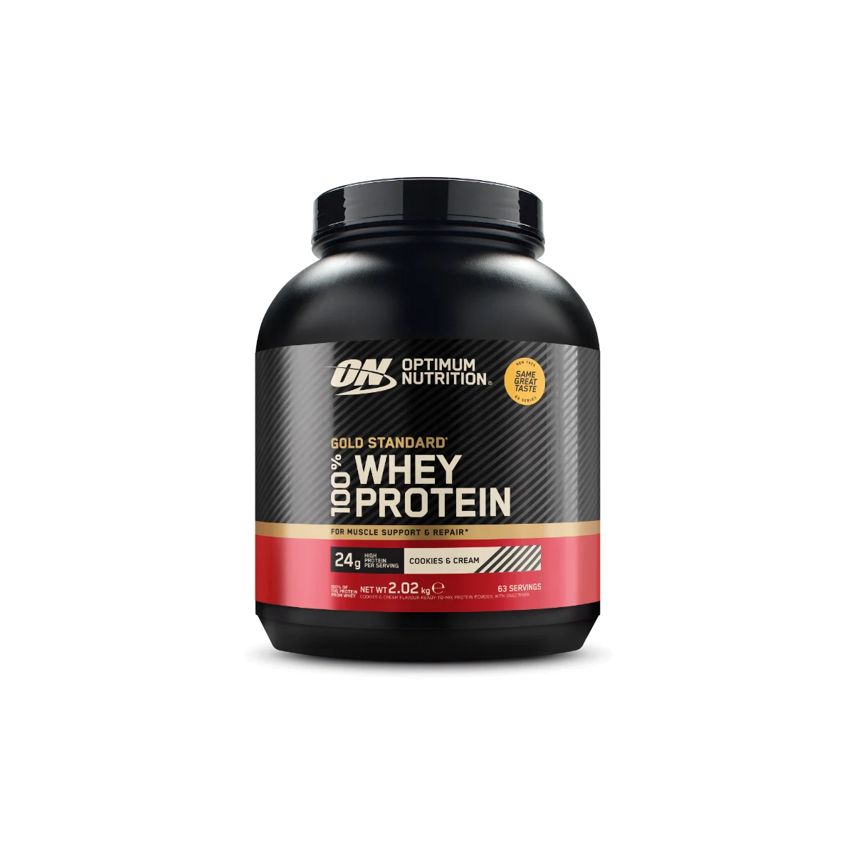 Optimum Nutrition Białko Whey Gold Standard 100% - Smak: Cookies & cream | Waga: 2,015 g | Objętość: 2016 g | Opakowanie: 2015 g · záber 1