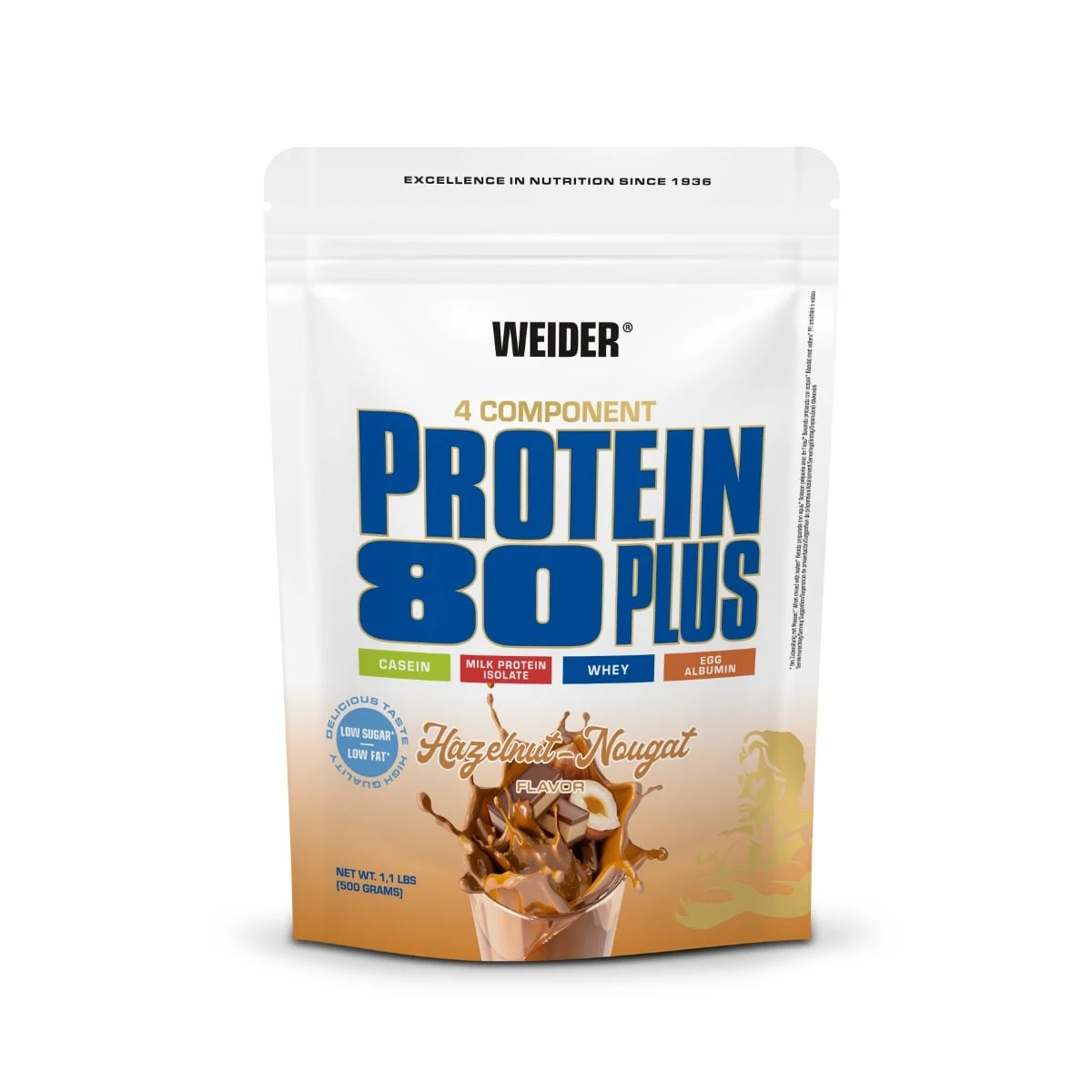Weider Protein 80 Plus - Smak: Nugat z orzechów laskowych | Waga: 0,5 g | Opakowanie: 500 g · záber 1