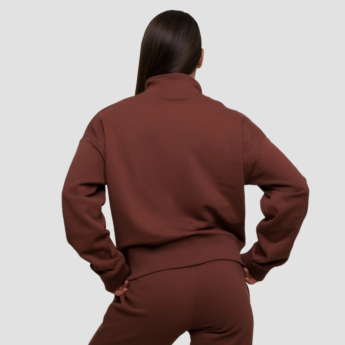 GymBeam Women‘s Agile 1/2 Zip Jumper Root - Rozmiar: XL | Kolor: Brązowy | Waga: 0,558 g · záber 3