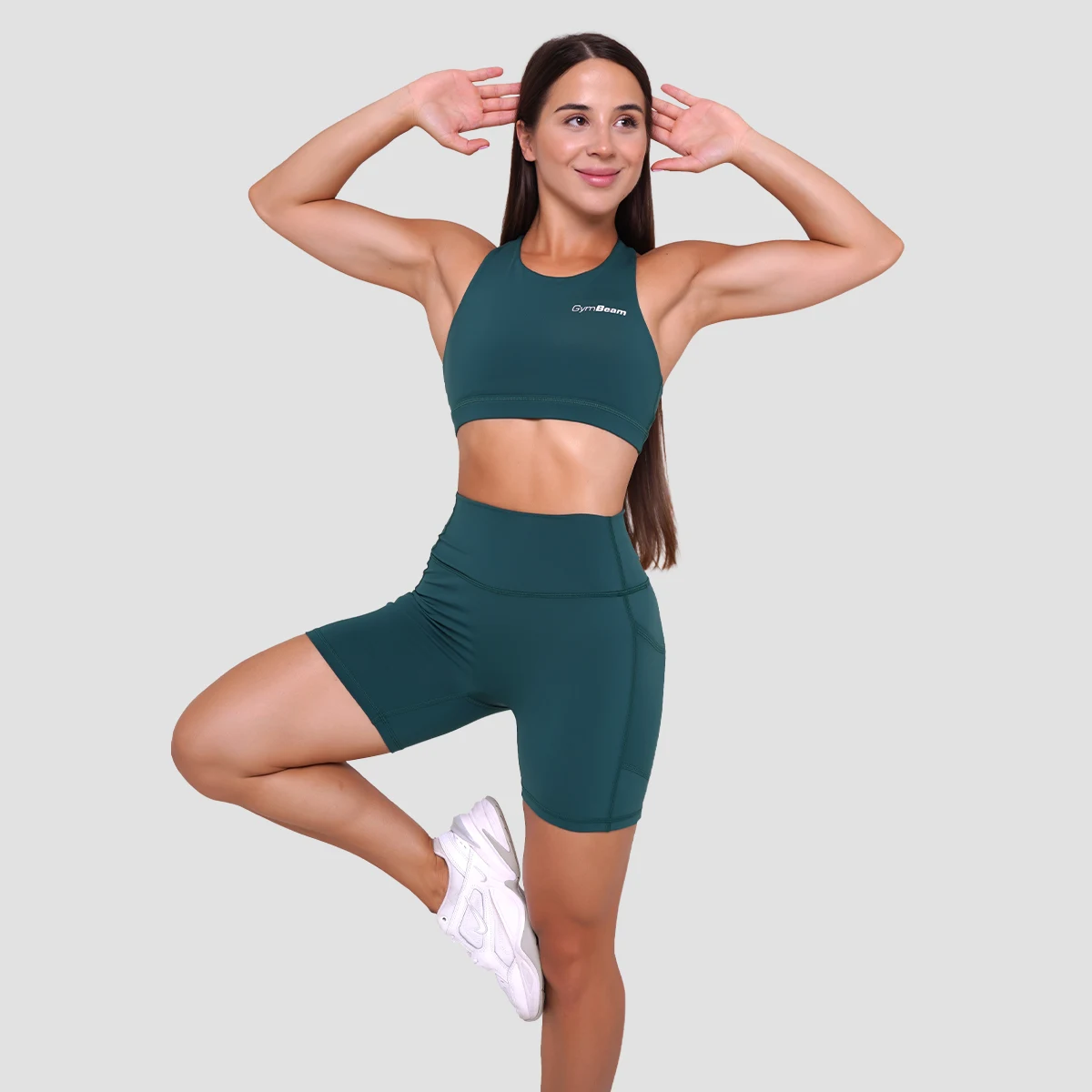 GymBeam Women‘s Ignite Shorts Dark Green - Rozmiar: XXL | Kolor: Zielony | Waga: 0,136 g | Opakowanie: 140 · záber 5