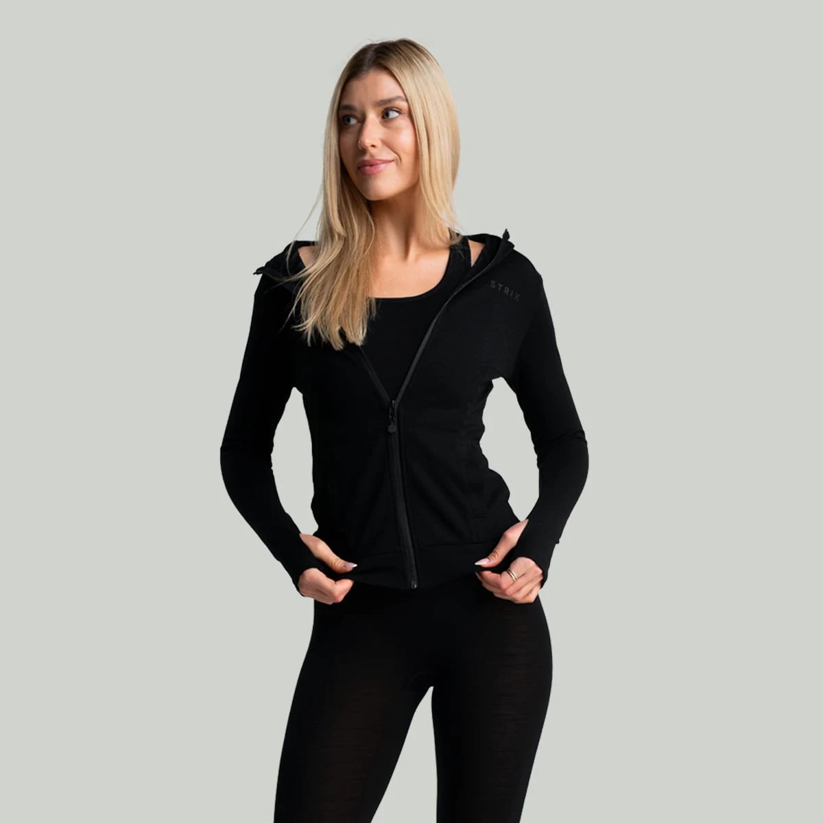 STRIX Women‘s MERINO I Zip Up Hoodie Black · záber 4