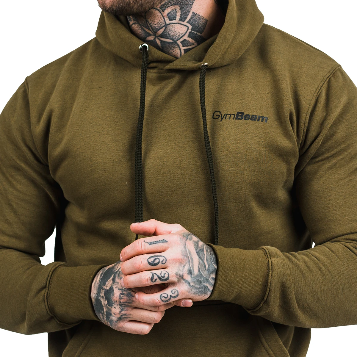 GymBeam Męska bluza z kapturem Athlete Military Green Black - Rozmiar: S | Kolor: Zielony | Waga: 0,45 g | Opakowanie: 25 · záber 2