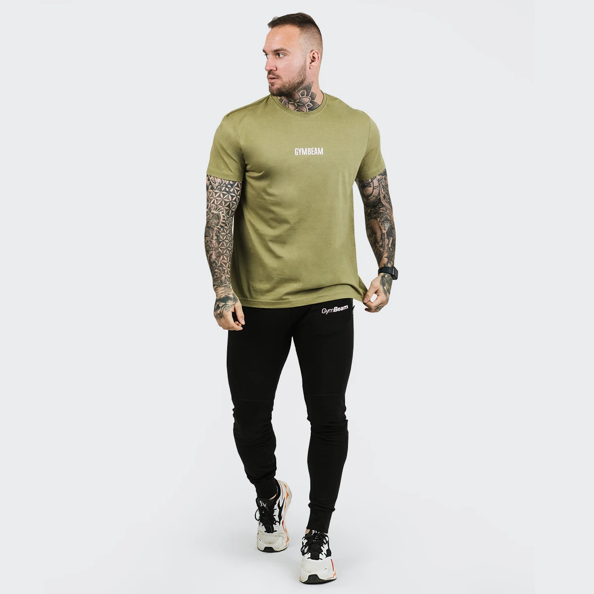 GymBeam Koszulka FIT Olive - Rozmiar: S | Vek: Dorośli | Waga: 0,13 g | Opakowanie: 10 · záber 3