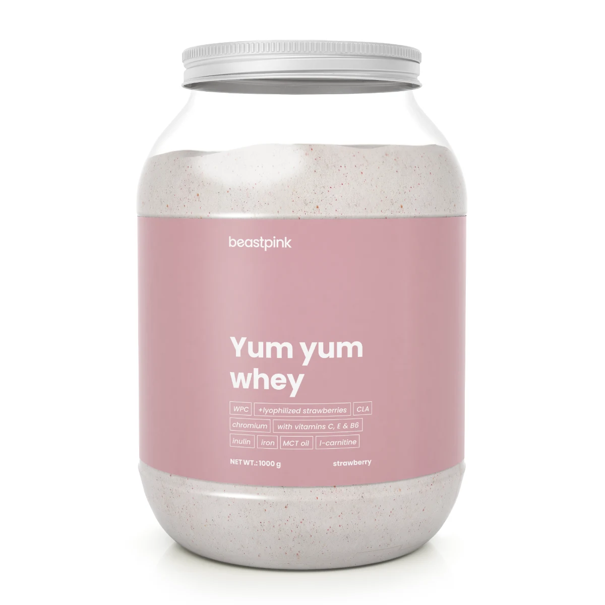 BeastPink Yum Yum Whey 1000 g - Smak: Strawberry splash | Waga: 1 g | Objętość: 1000 g | Opakowanie: 1000 g · záber 1