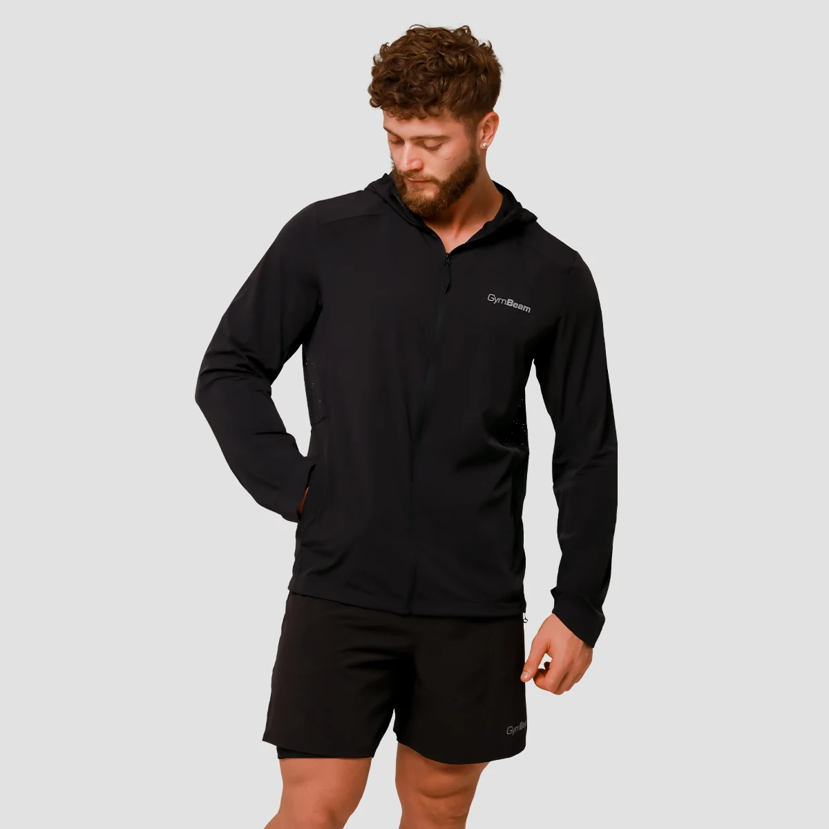 GymBeam Pulse Running Jacket Black - Rozmiar: M | Kolor: Czarny | Waga: 0,22 g | Opakowanie: 50 · záber 4