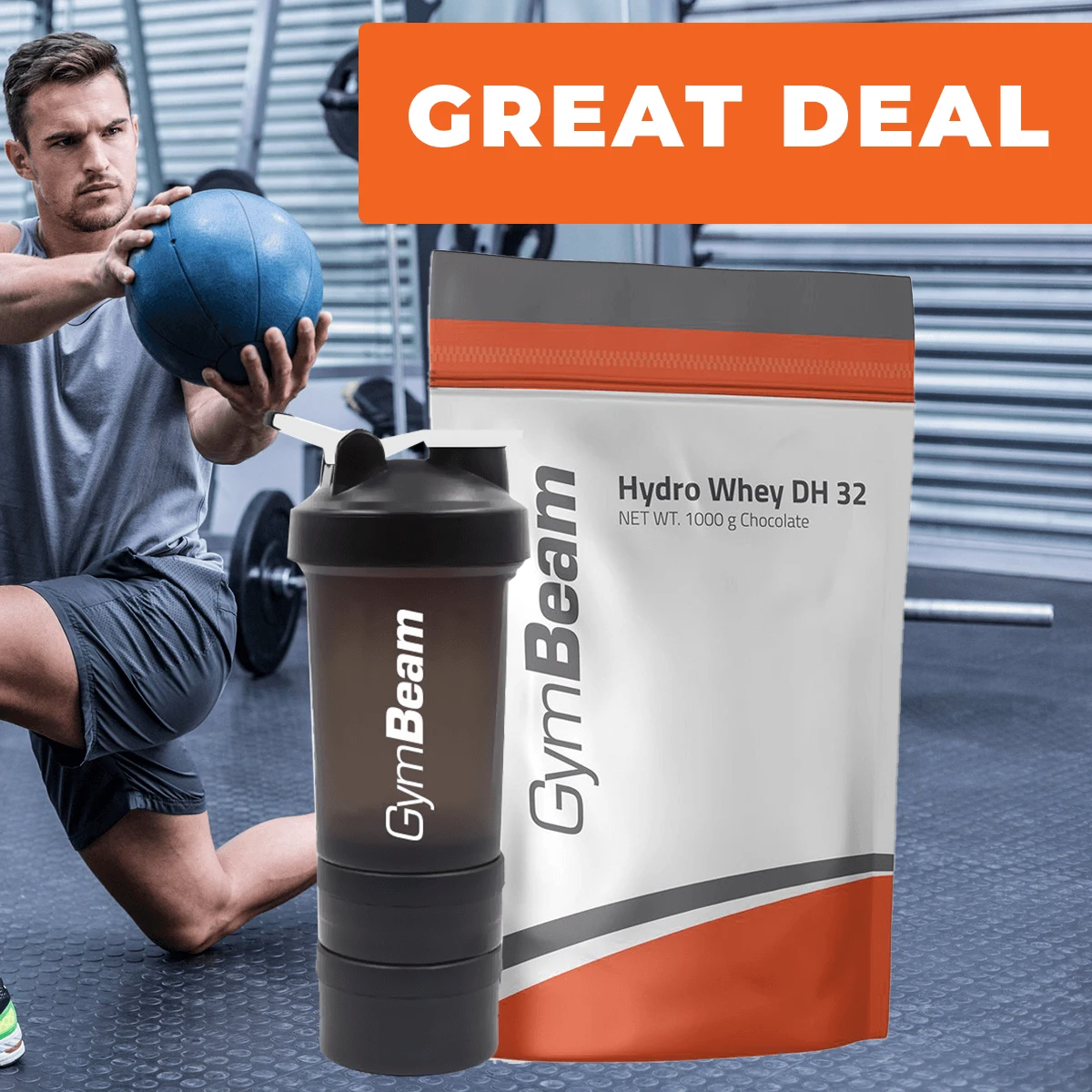 GymBeam Hydrolizat białka serwatkowego DH 32 - Smak: Czekolada | Waga: 1 g | Opakowanie: 1000 g · záber 3