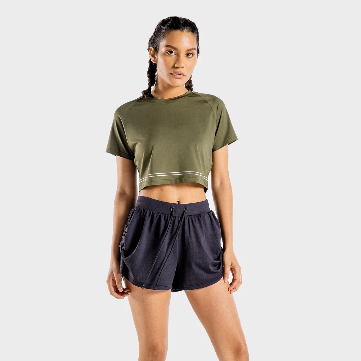 Damska koszulka Crop Top Flux Khaki - SQUATWOLF · záber 4