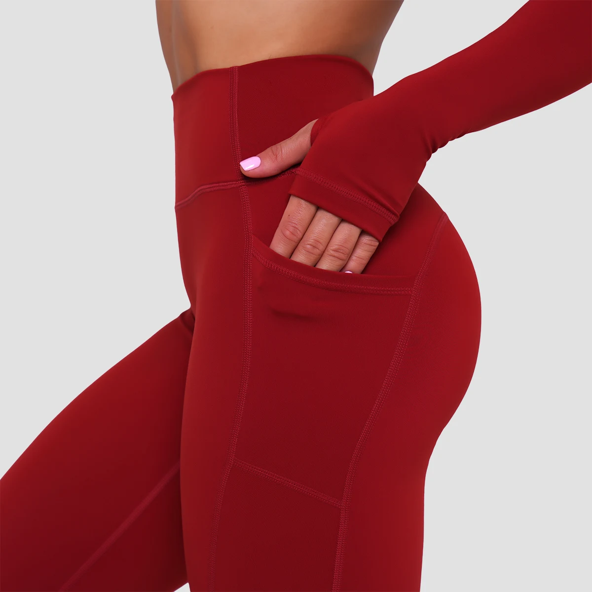 GymBeam Women‘s Ignite Leggings Dark Red - Rozmiar: M | Kolor: Czerwony | Waga: 0,194 g | Opakowanie: 80 · záber 2