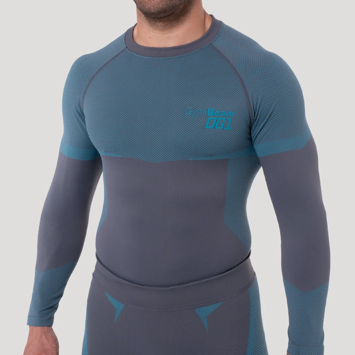GymBeam OG1 Seamless Longsleeve Grey/Blue - Rozmiar: L | Kolor: Szary | Waga: 0,3 g | Opakowanie: 70 · záber 2