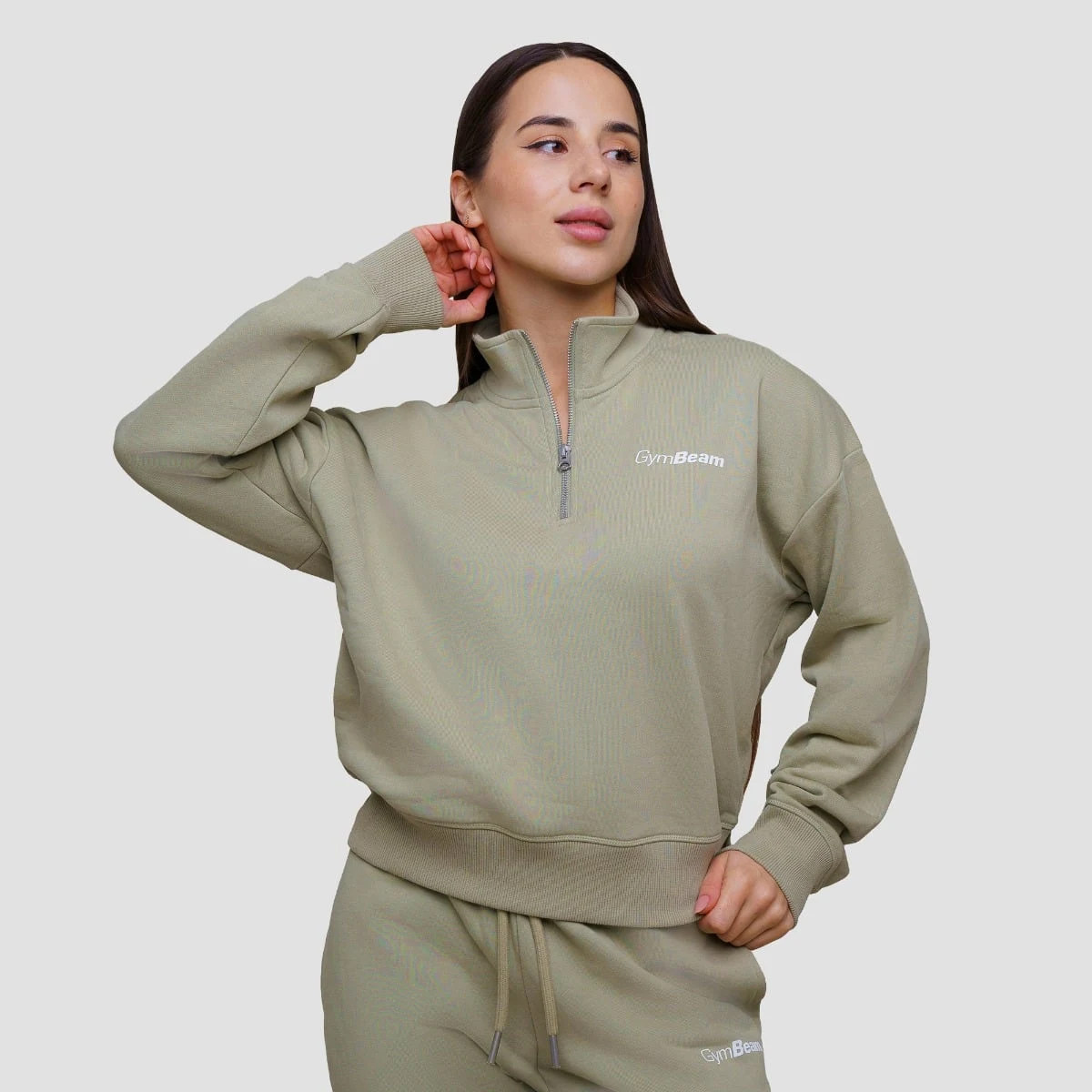 GymBeam Women‘s Agile 1/2 Zip Jumper Sage · záber 1
