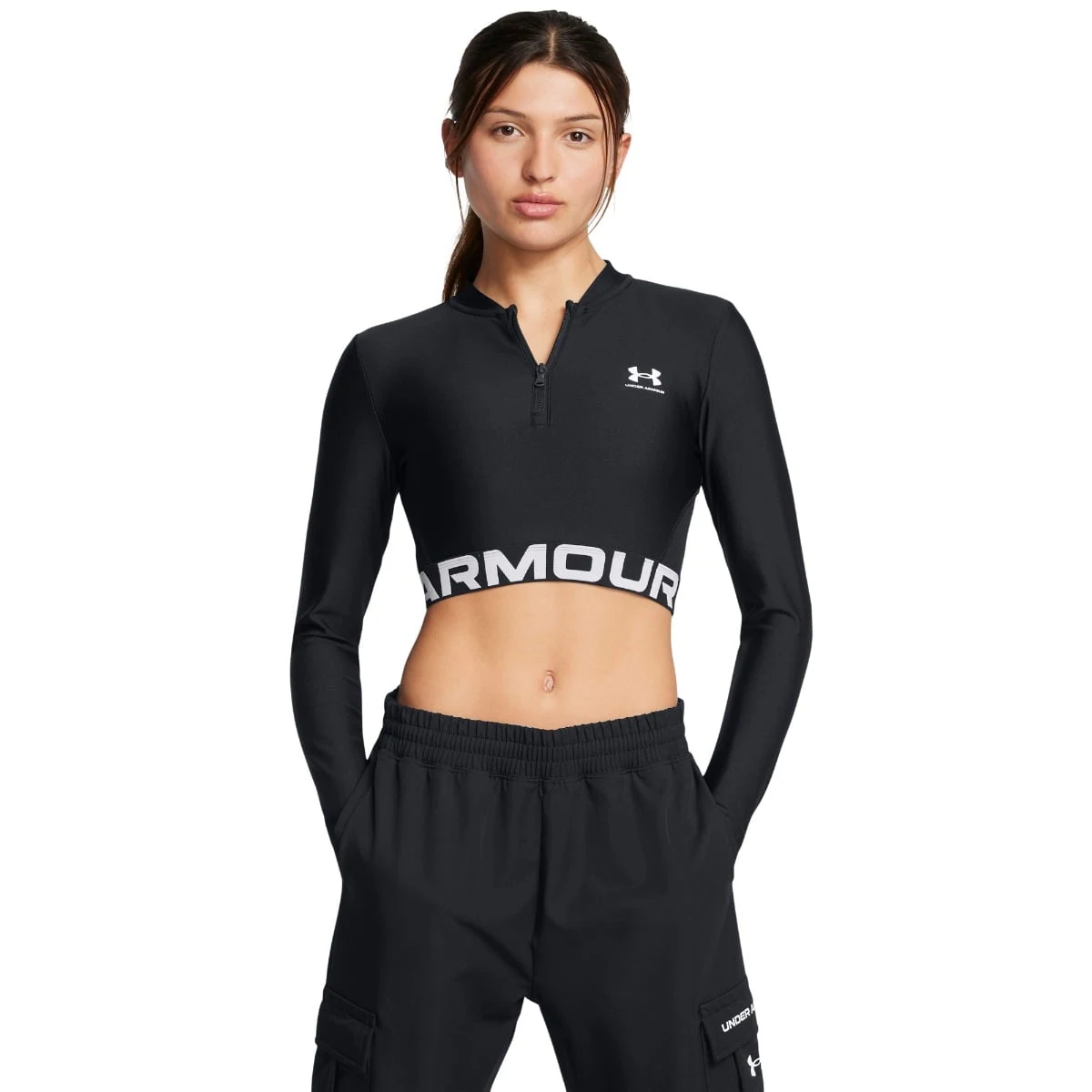 Under Armour Women‘s top HeatGear Rib 1/4 Zip LS Black - Rozmiar: XL | Kolor: Czarny | Waga: 0,9 g · záber 1