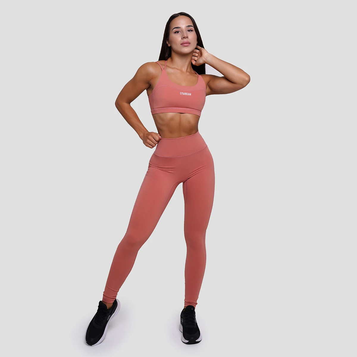 GymBeam Women‘s FIT Leggings Salmon - Rozmiar: XXL | Kolor: Różowy | Waga: 0,177 g | Opakowanie: 100 · záber 4