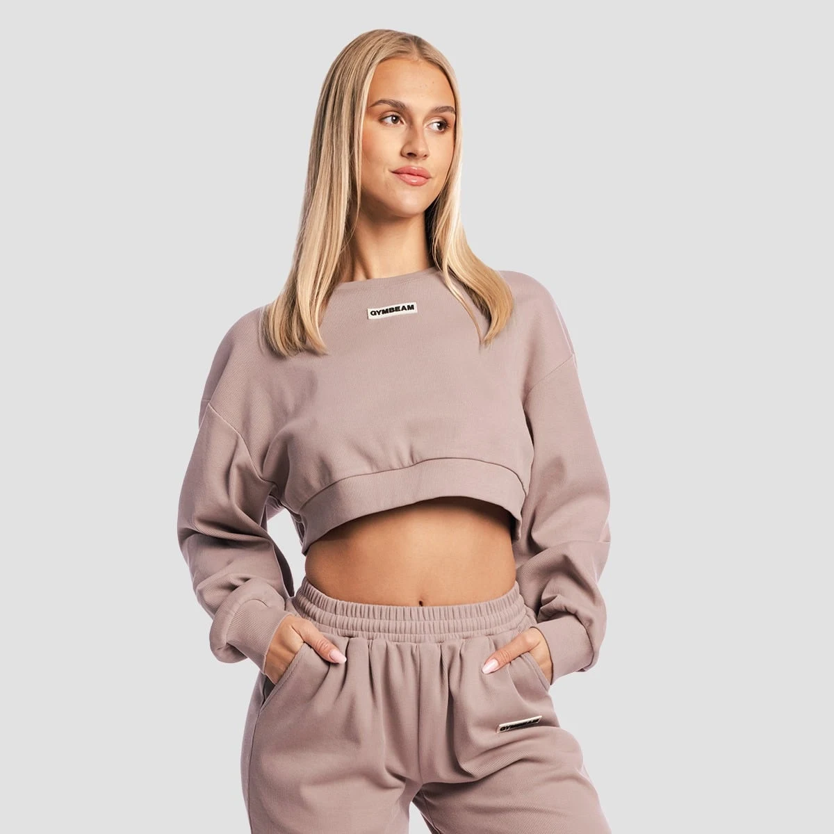 GymBeam Women‘s Aura Cropped Sweatshirt Roux - Rozmiar: XS | Kolor: Różowy | Waga: 0,36 g | Opakowanie: 36 · záber 5