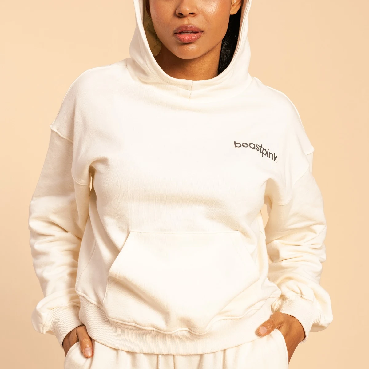 BeastPink Women‘s Serenity Hoodie Ivory - Rozmiar: XXL | Kolor: Béžová | Waga: 0,679 g · záber 2