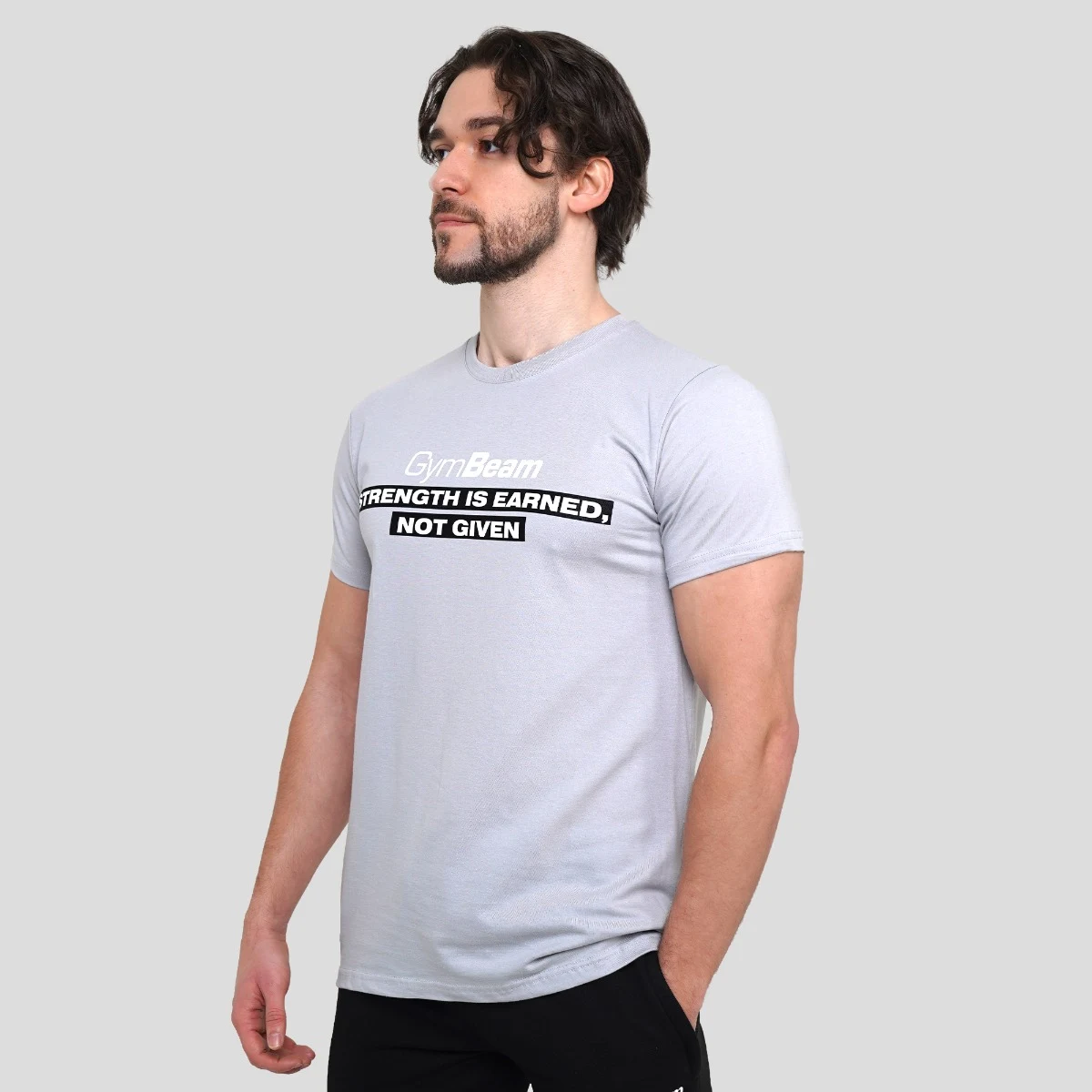 GymBeam Strength T-shirt Pacific Grey - Rozmiar: M | Kolor: Szary | Waga: 0,2 g · záber 2