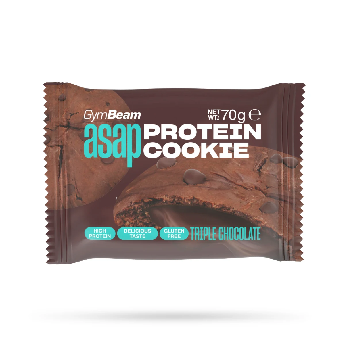 GymBeam ASAP Protein Cookie - Smak: Potrójna czekolada | Waga: 0,07 g | Opakowanie: 70 g · záber 1