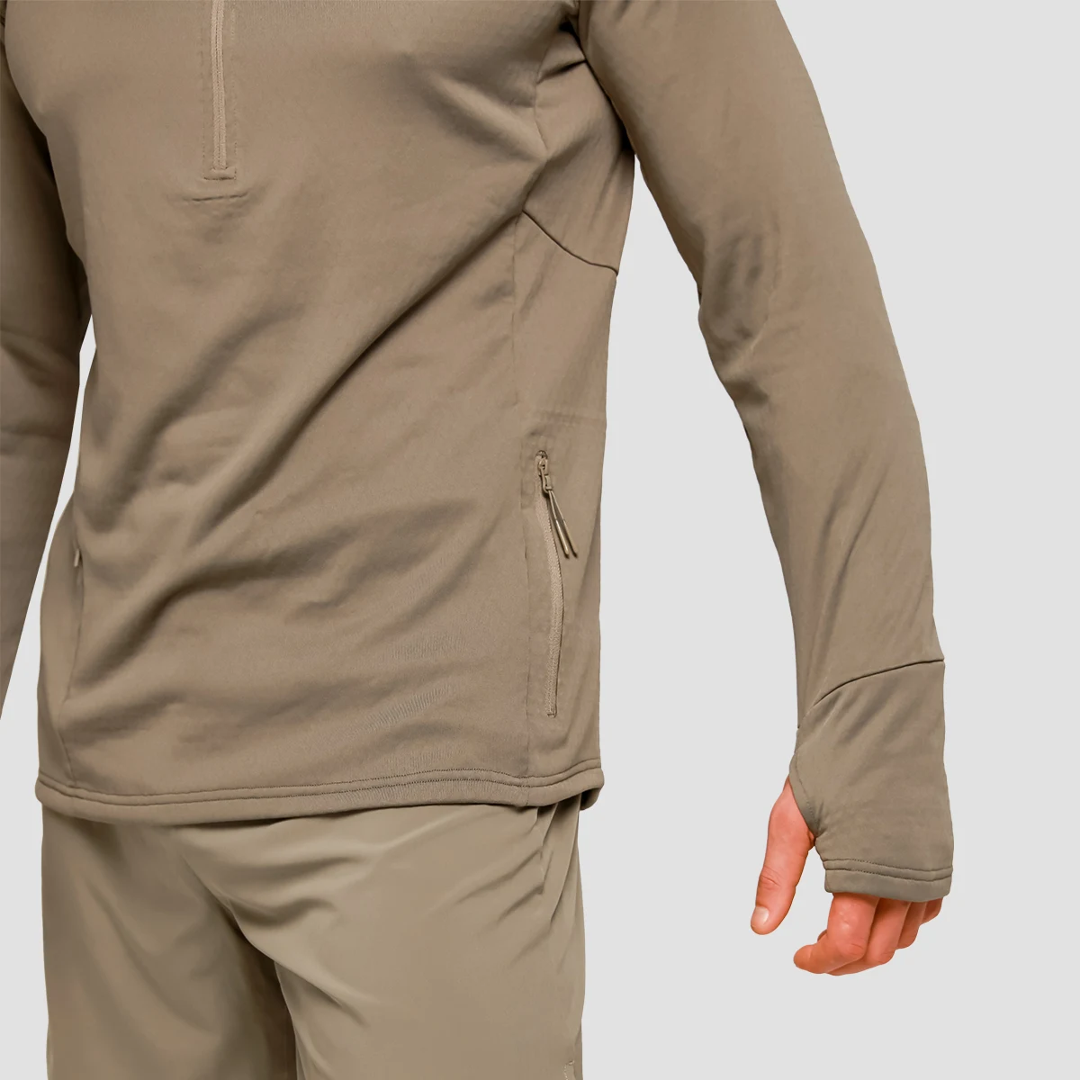 GymBeam Pulse 1/2 Zip Running Sweatshirt Vetiver - Rozmiar: M | Kolor: Zielony | Waga: 0,25 g | Opakowanie: 45 · záber 2