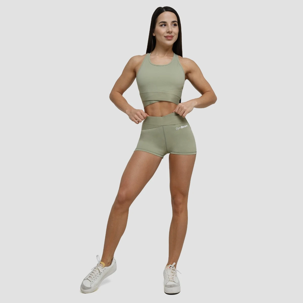 GymBeam Women‘s Agile Shorts Root - Rozmiar: XXL | Kolor: Zielony | Waga: 0,12 g · záber 5
