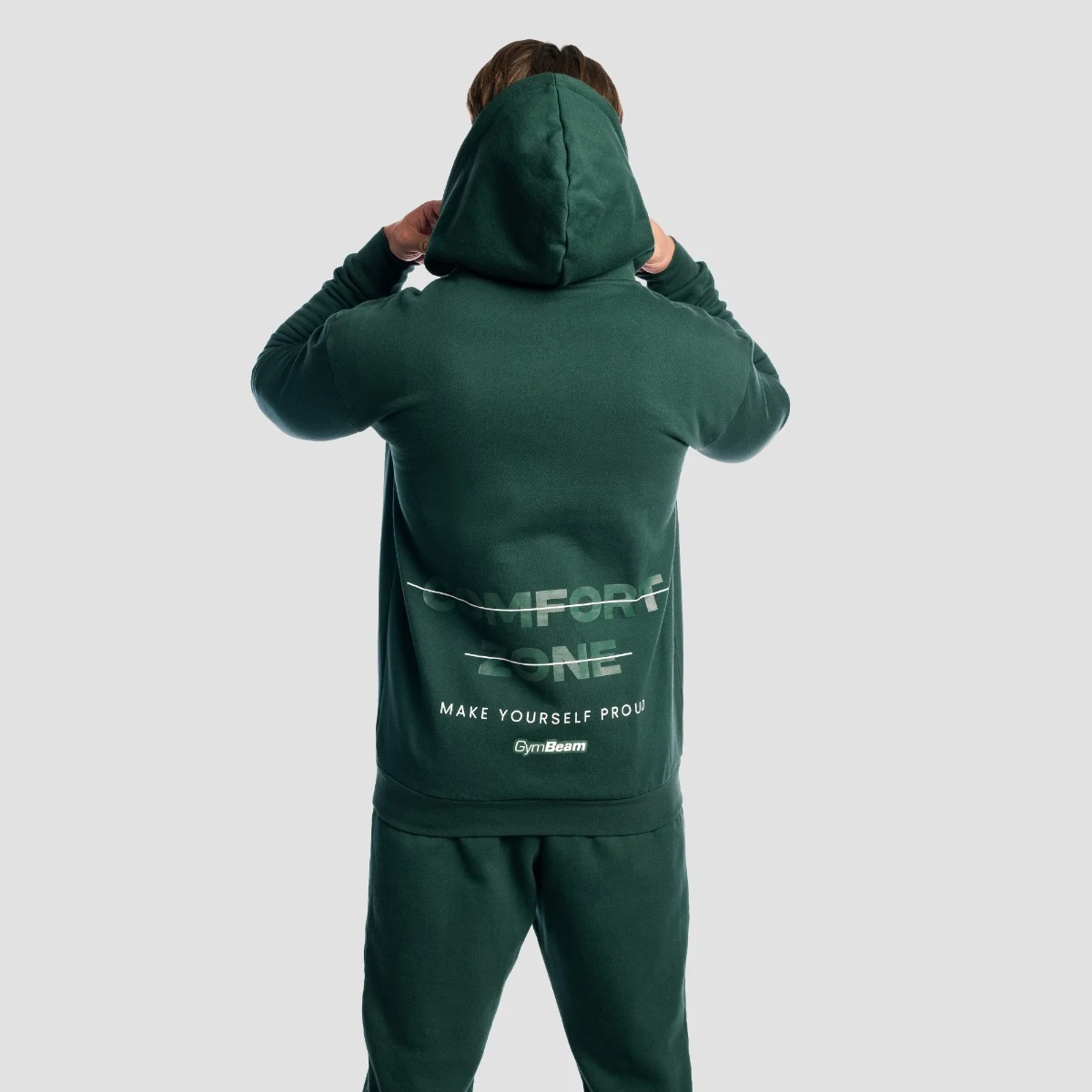 GymBeam Zone Zip Up Hoodie Forest - Rozmiar: M | Kolor: Zielony | Waga: 0,77 g | Opakowanie: 22 · záber 5