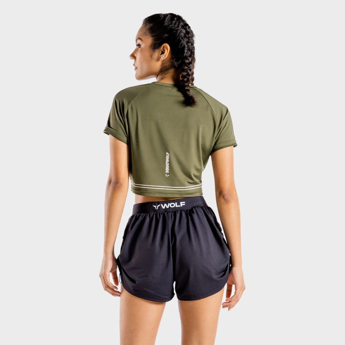 Damska koszulka Crop Top Flux Khaki - SQUATWOLF · záber 5