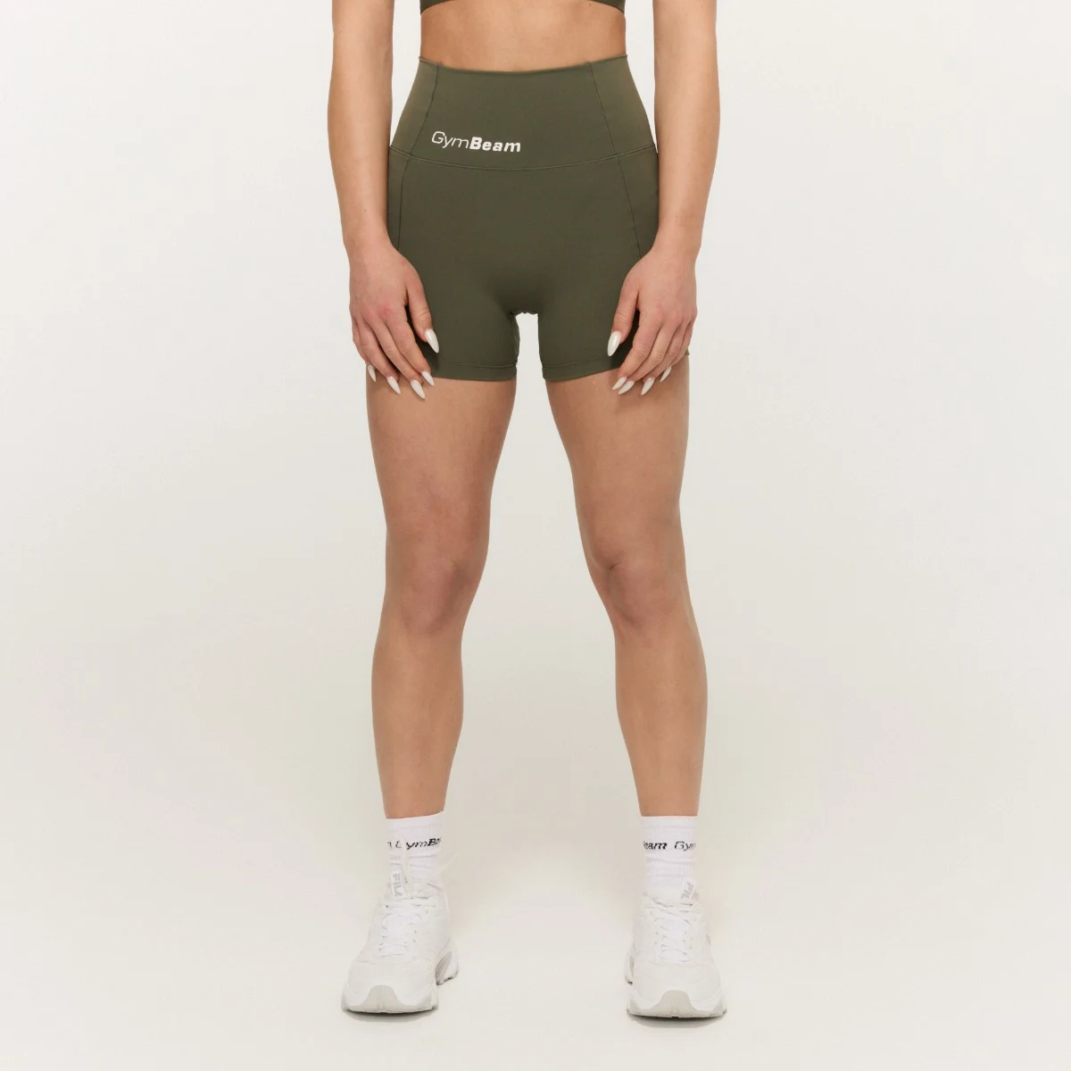 GymBeam Women‘s Combat Shorts Olive Grey - Rozmiar: XS | Kolor: Szary | Waga: 0,078 g | Opakowanie: 135 · záber 3