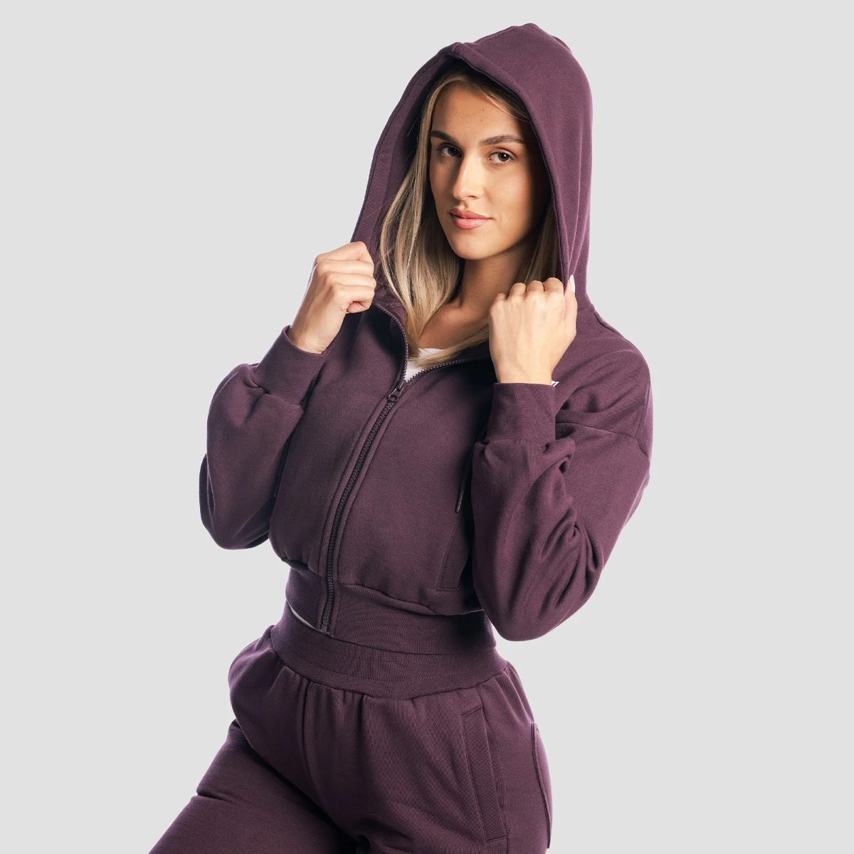 GymBeam Women‘s Base Zip Up Hoodie Eclipse - Rozmiar: XS | Kolor: Fioletowy | Waga: 0,58 g | Opakowanie: 30 · záber 5