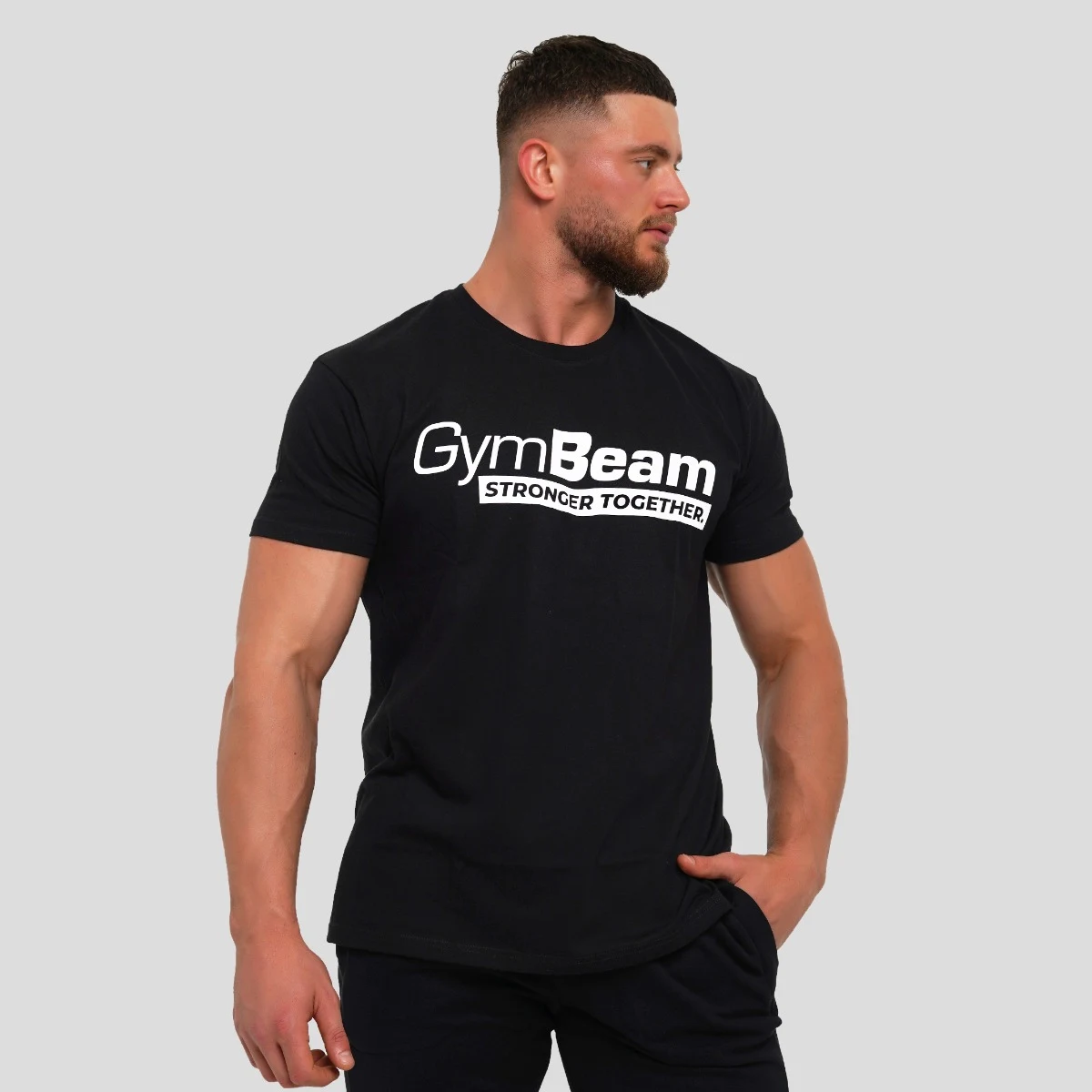 GymBeam Stronger Together T-shirt Black - Rozmiar: S | Vek: Dorośli | Waga: 0,198 g · záber 2